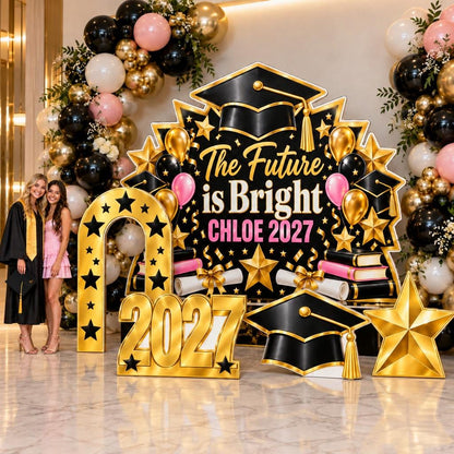 Black Gold Starburst Graduation Backdrop