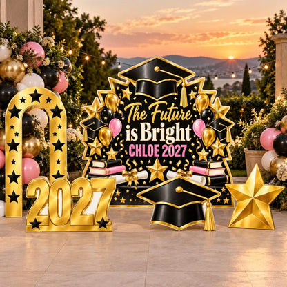 Black Gold Starburst Graduation Backdrop