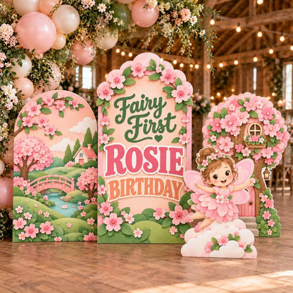 Cherry Blossom Fairy First Backdrop Set