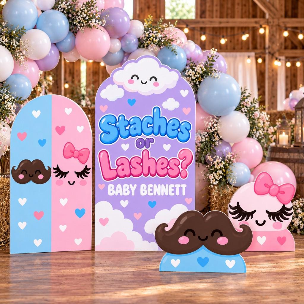 Kawaii Staches or Lashes Reveal Arch Set