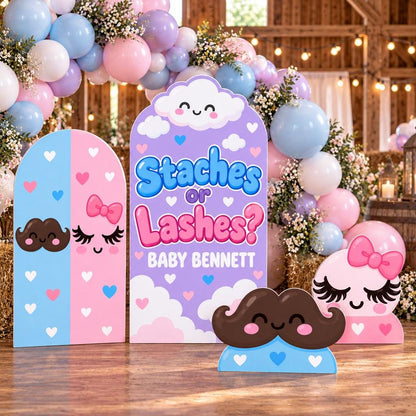 Kawaii Staches or Lashes Reveal Arch Set