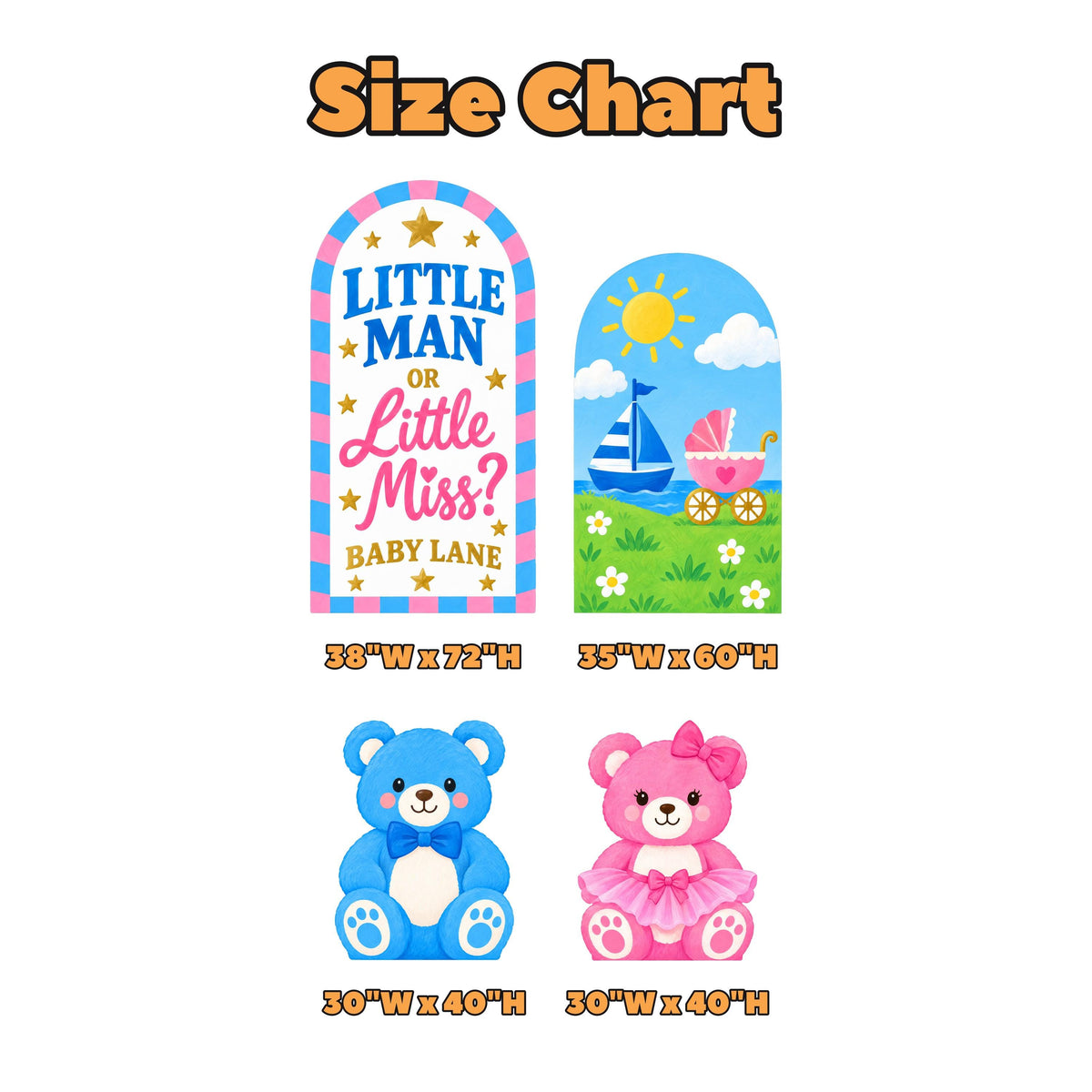 Blue Pink Teddy Bear Gender Reveal Arch Set