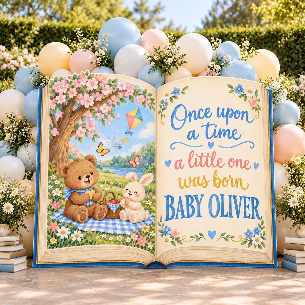Teddy Bear Picnic Open Book Backdrop