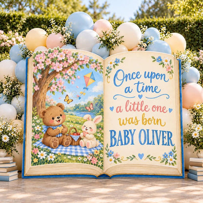 Teddy Bear Picnic Open Book Backdrop