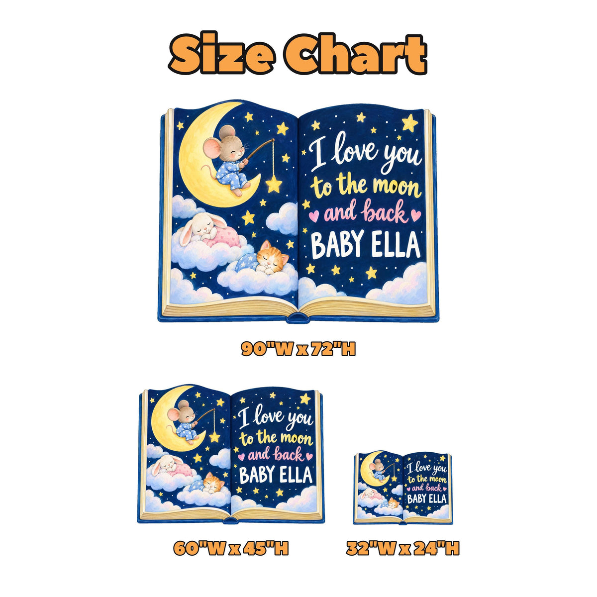 Navy Moon and Back Open Book Backdrop