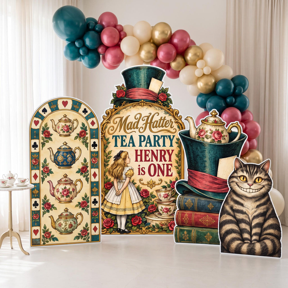 Vintage Mad Hatter Tea Party Arch Set