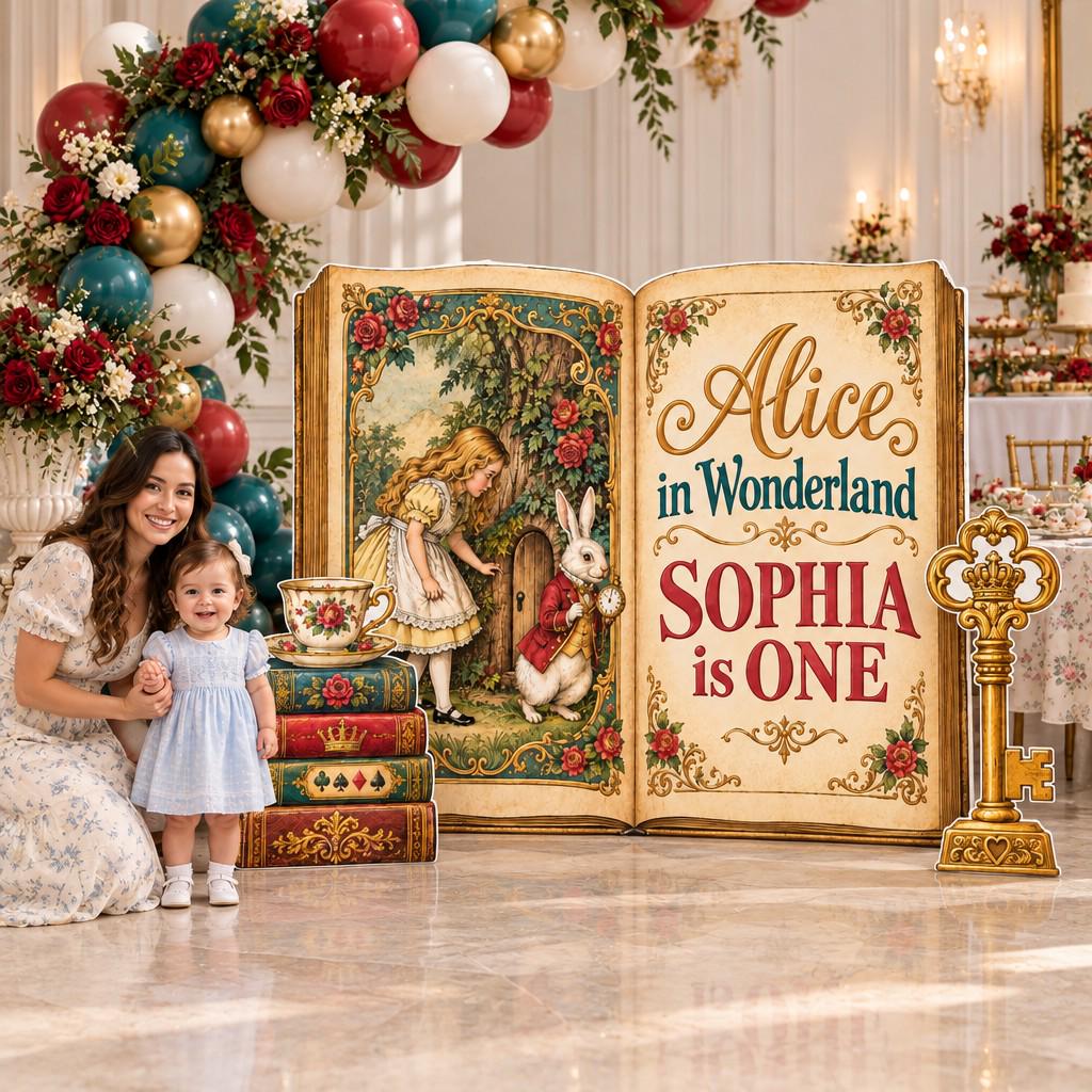 Gilded Alice Open Storybook Backdrop Set