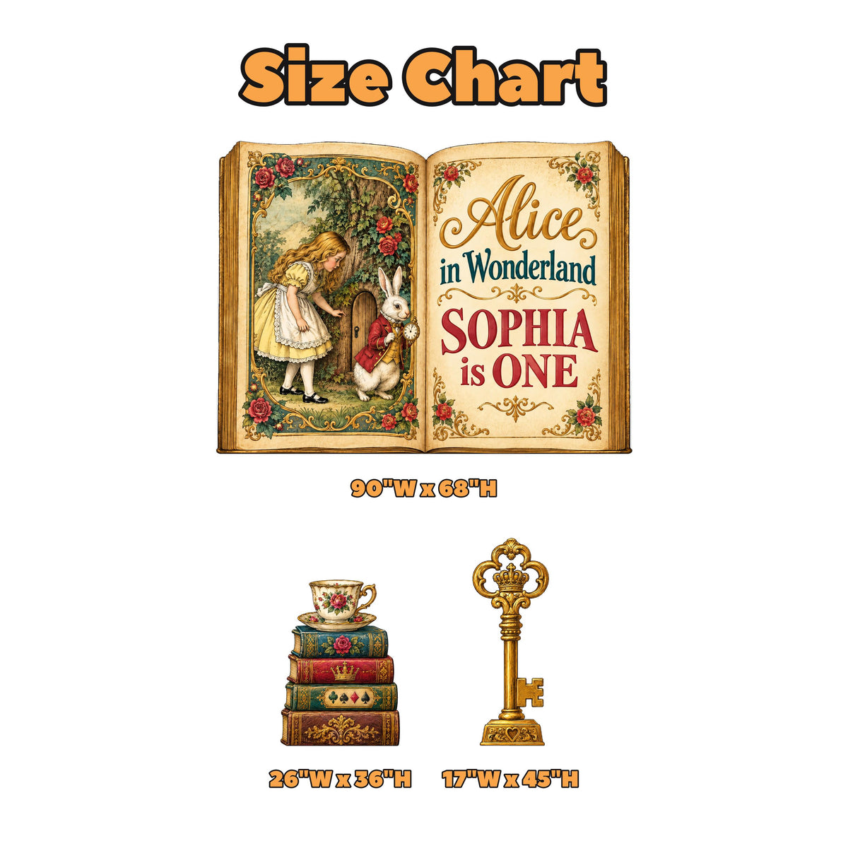 Gilded Alice Open Storybook Backdrop Set