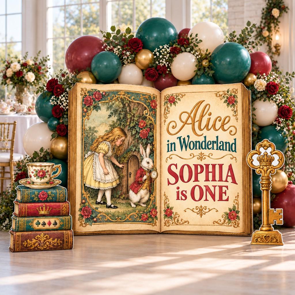Gilded Alice Open Storybook Backdrop Set