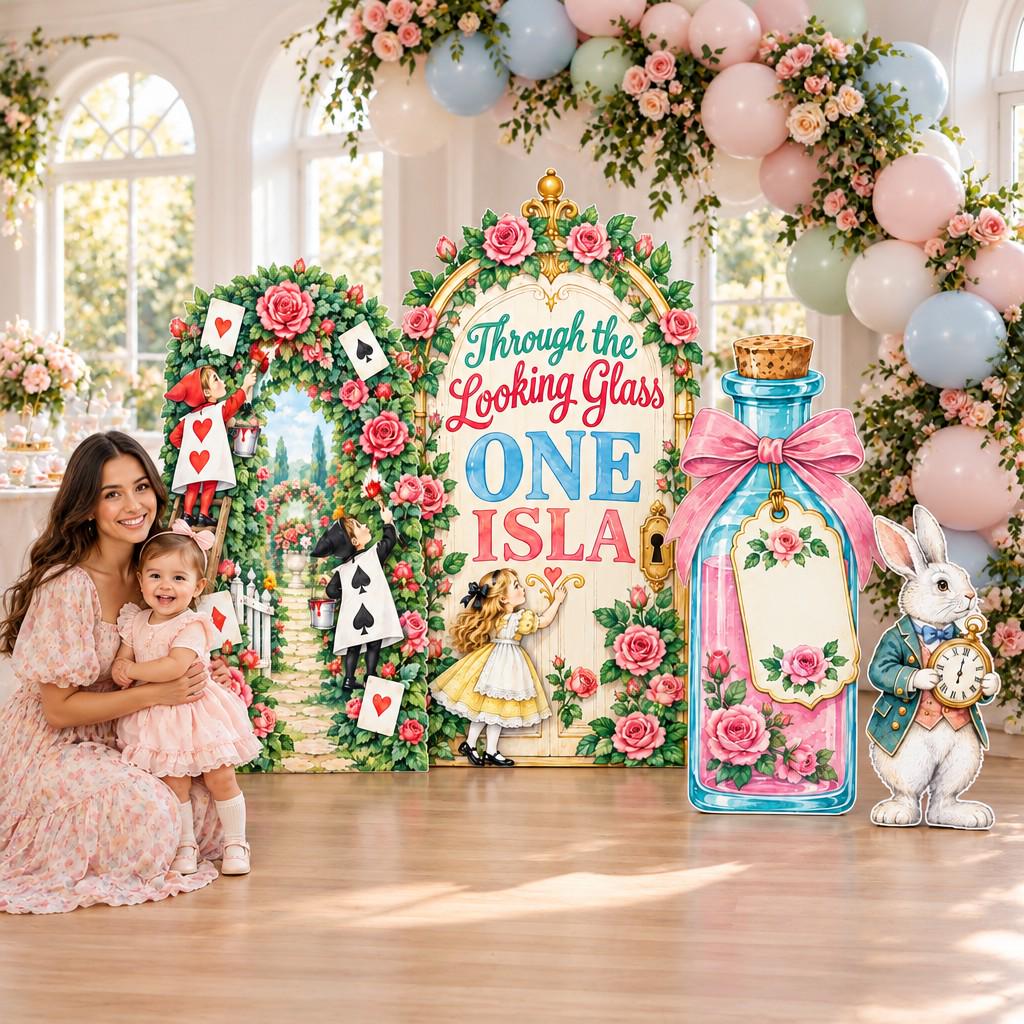 Pink Rose Looking Glass Wonderland Arch Set