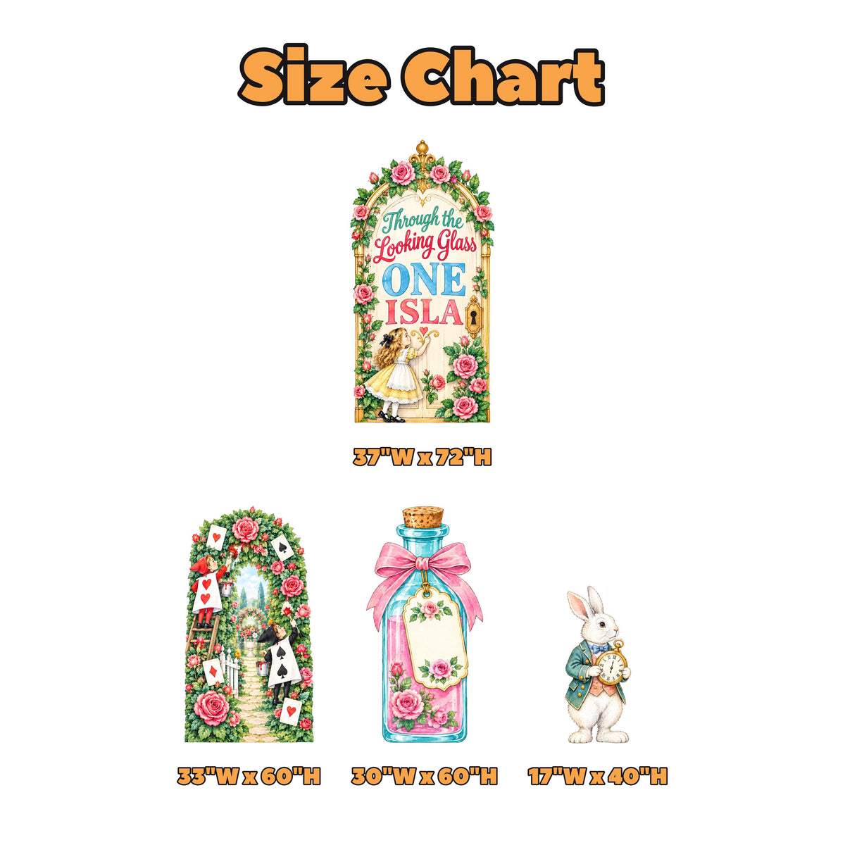 Pink Rose Looking Glass Wonderland Arch Set