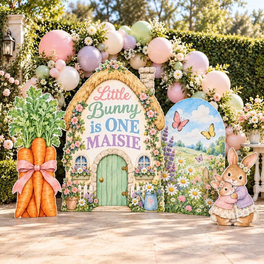 Thatched Bunny Cottage Birthday Arch Set