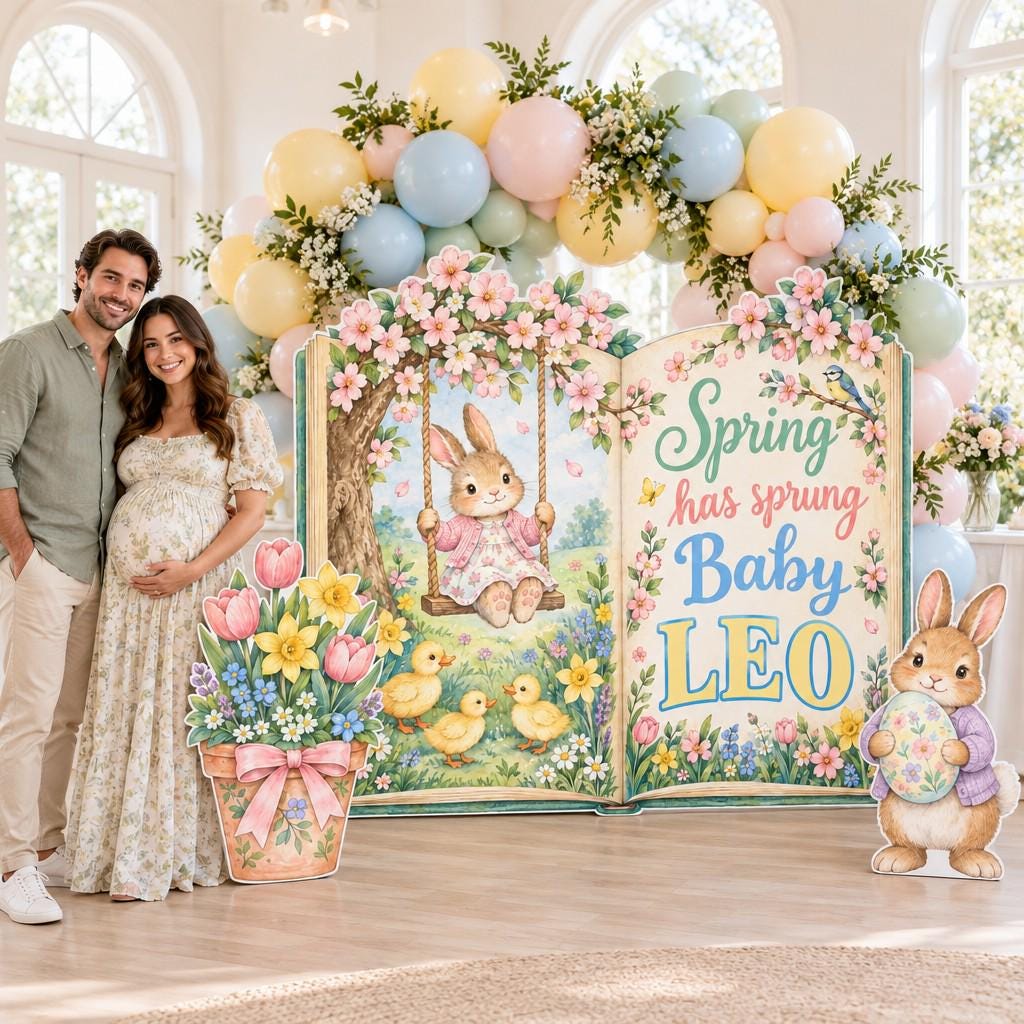 Bunny Storybook Spring Baby Shower Set