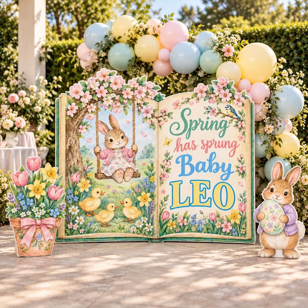 Bunny Storybook Spring Baby Shower Set
