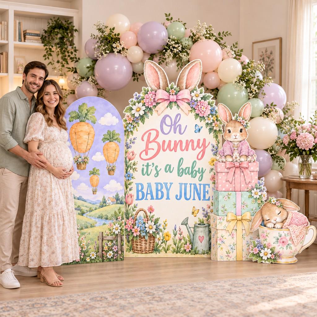 Carrot Balloon Oh Bunny Baby Shower Set