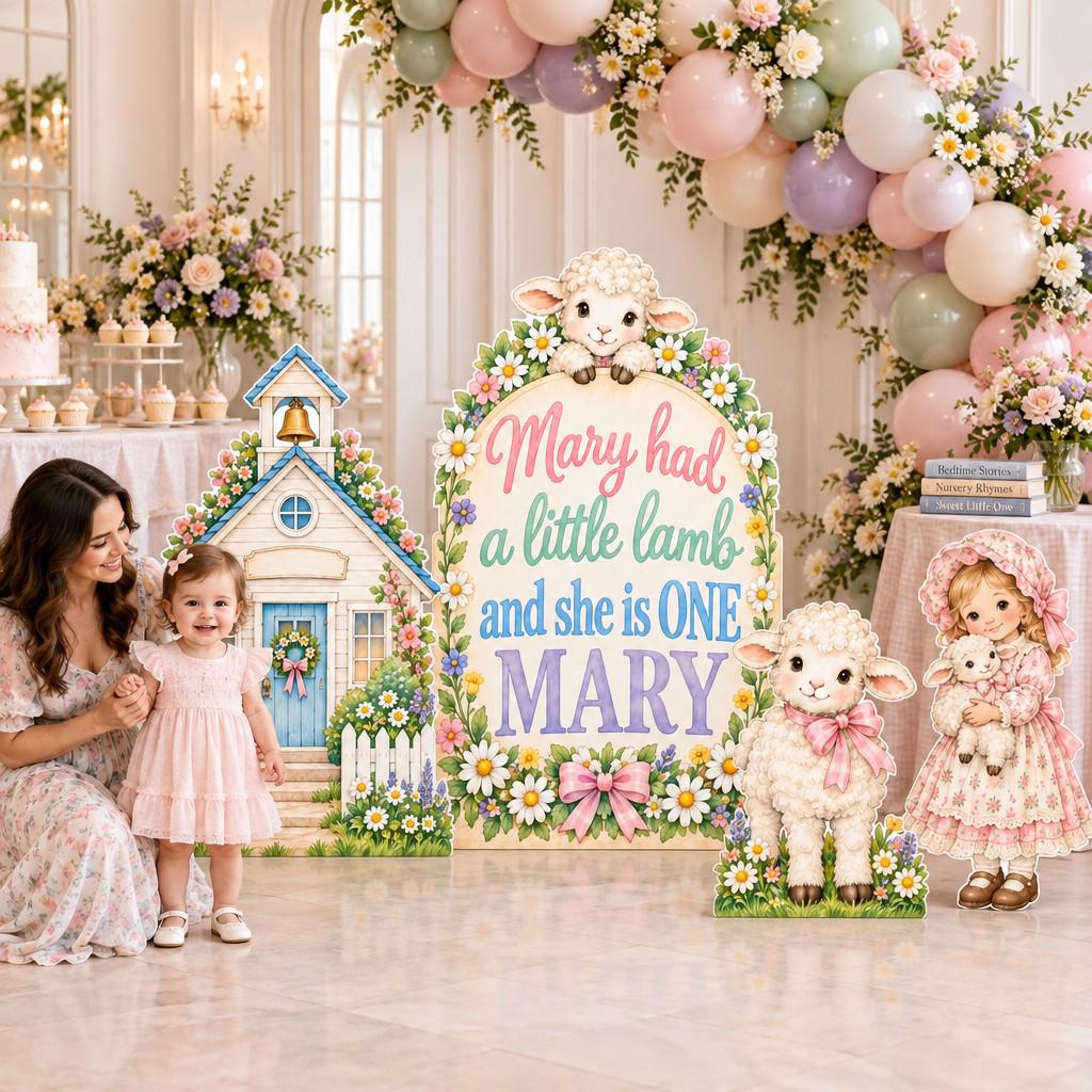 Pastel Floral Mary Had a Little Lamb Arch Set