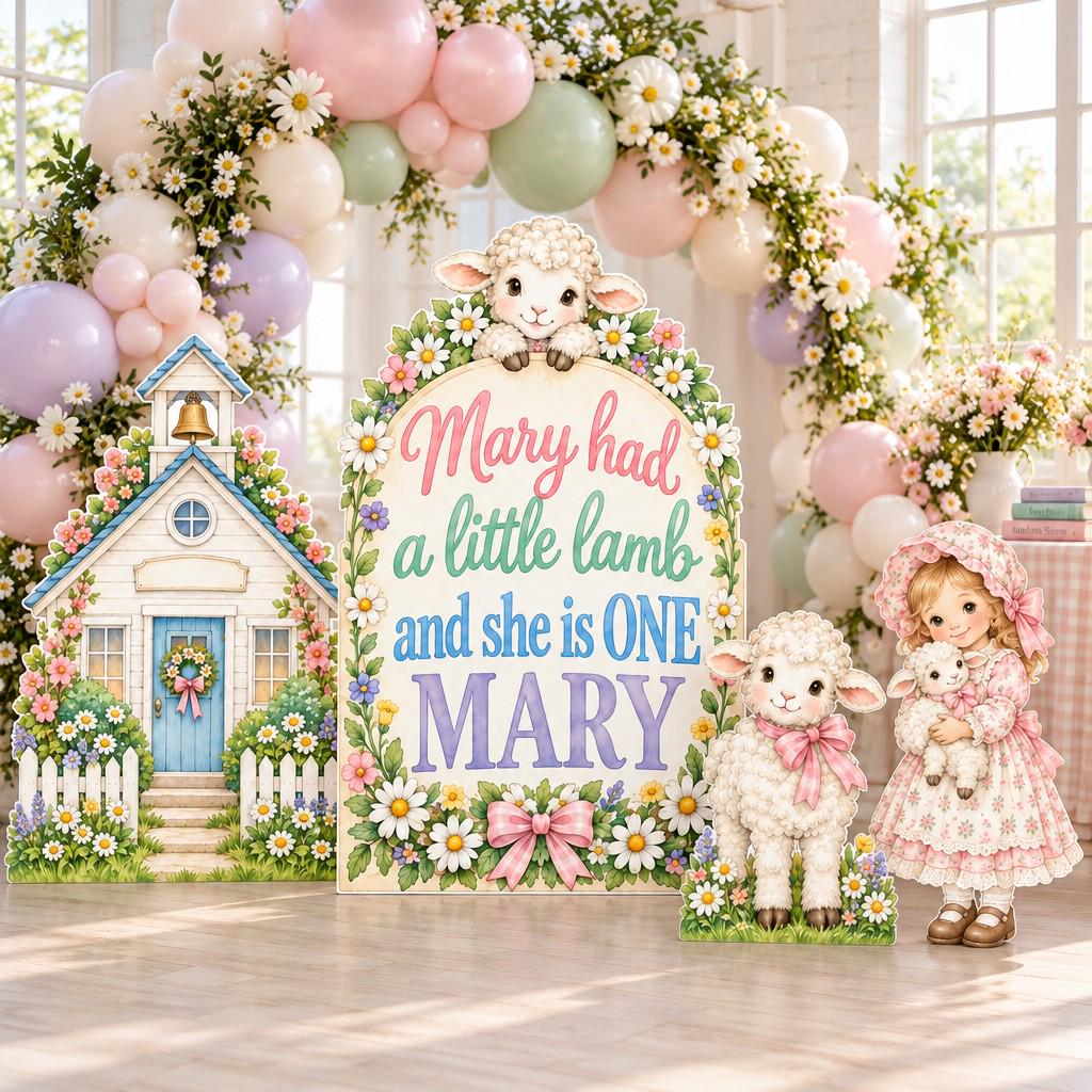 Pastel Floral Mary Had a Little Lamb Arch Set