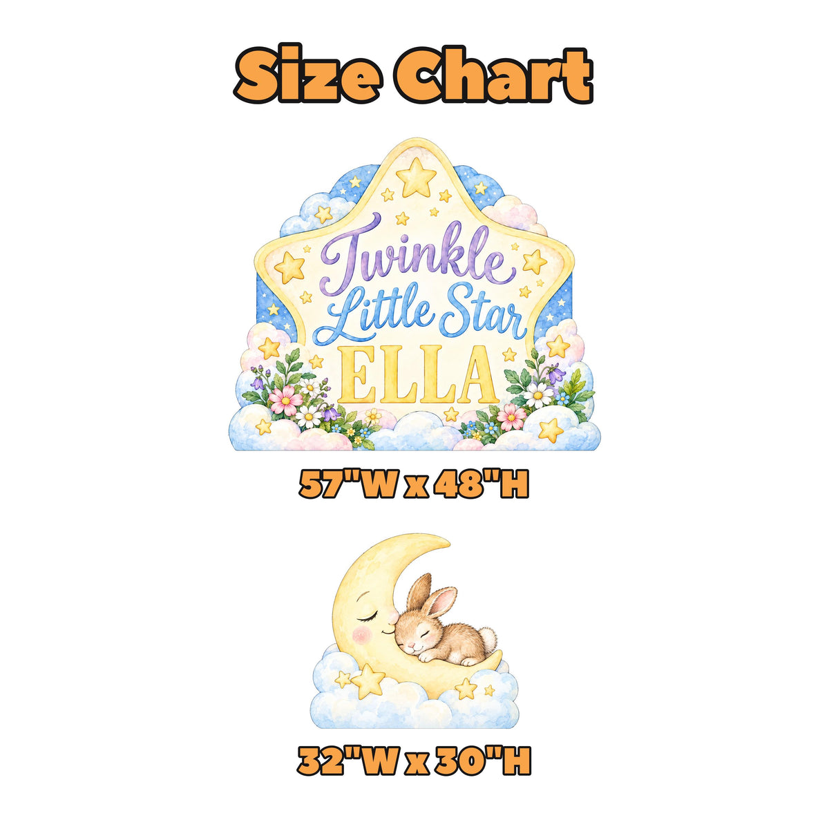Pastel Star Sleepy Moon Bunny Sign Set
