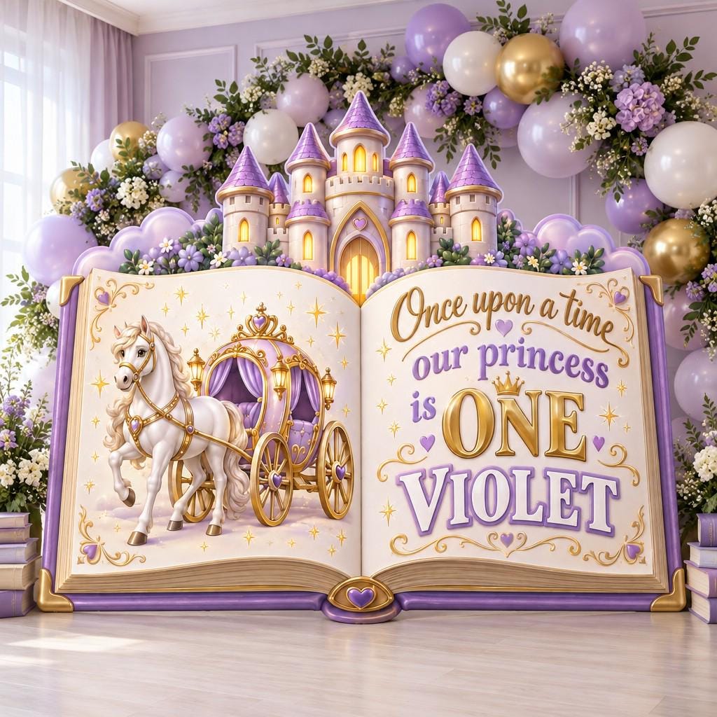 Giant Open Storybook Princess Backdrop