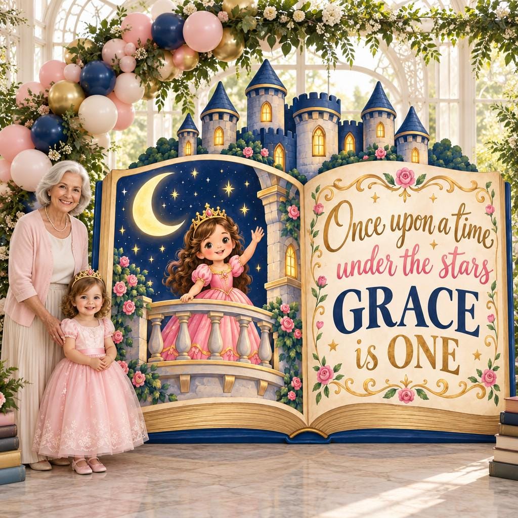 Giant Open Storybook Princess Backdrop