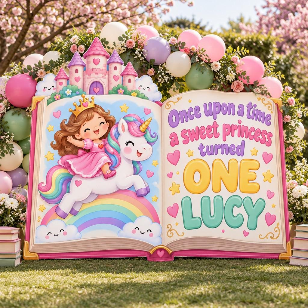 Giant Open Storybook Princess Backdrop