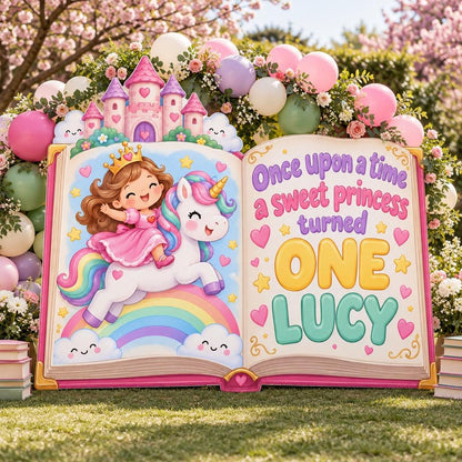 Giant Open Storybook Princess Backdrop