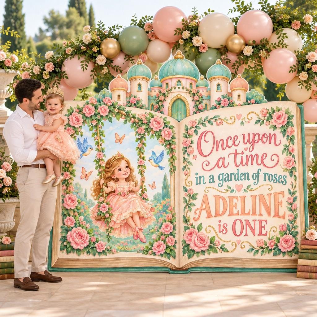 Giant Open Storybook Princess Backdrop
