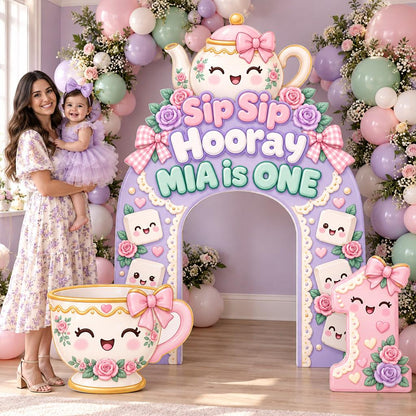 Lilac Kawaii Teapot Tea Party Arch Set