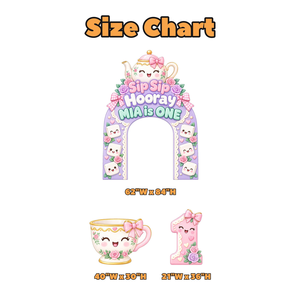 Lilac Kawaii Teapot Tea Party Arch Set