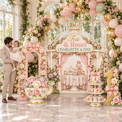 Pink Rose Tea Pavilion Birthday Set