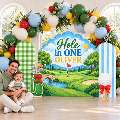Little Golfer Sage Gingham Baby Shower Arch
