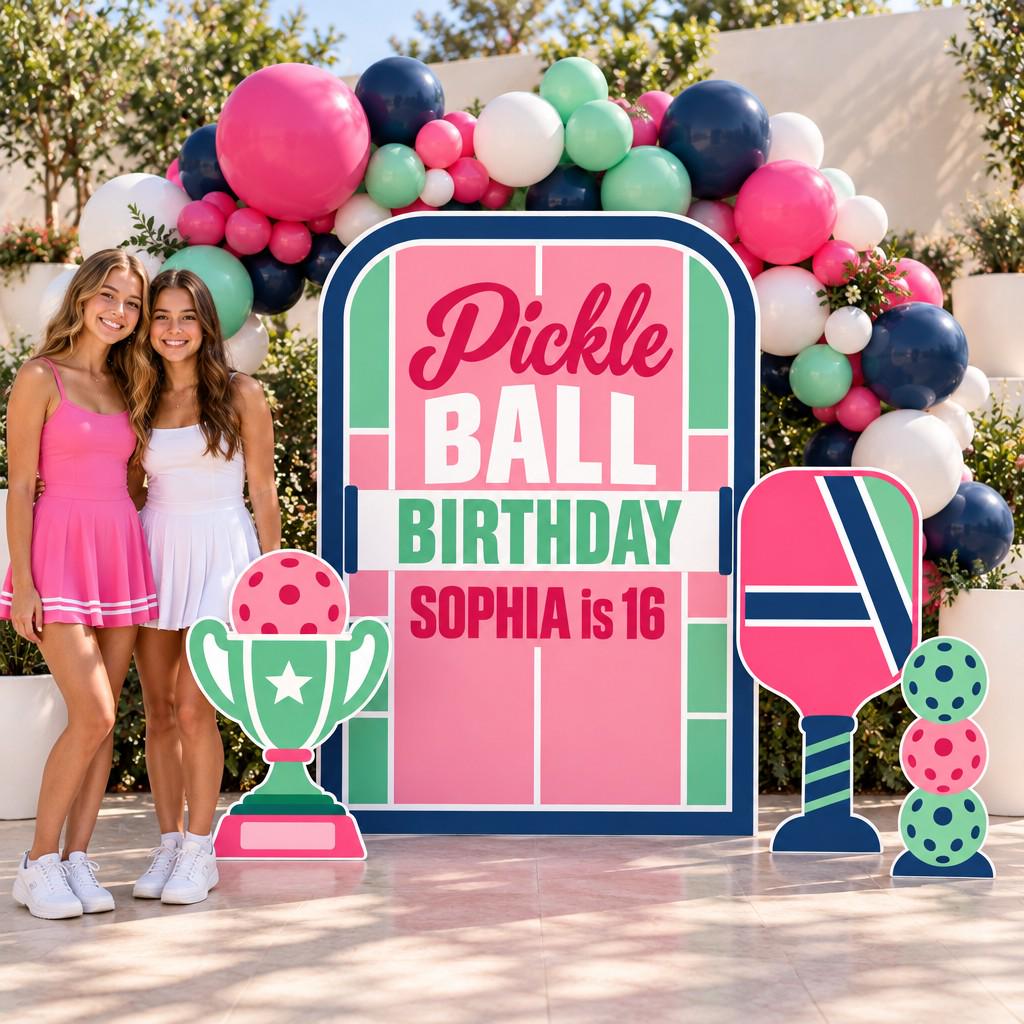 Mint Blush Pickleball Court Arch Set