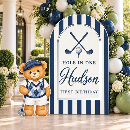 Navy Striped Golf Teddy Bear Arch Set
