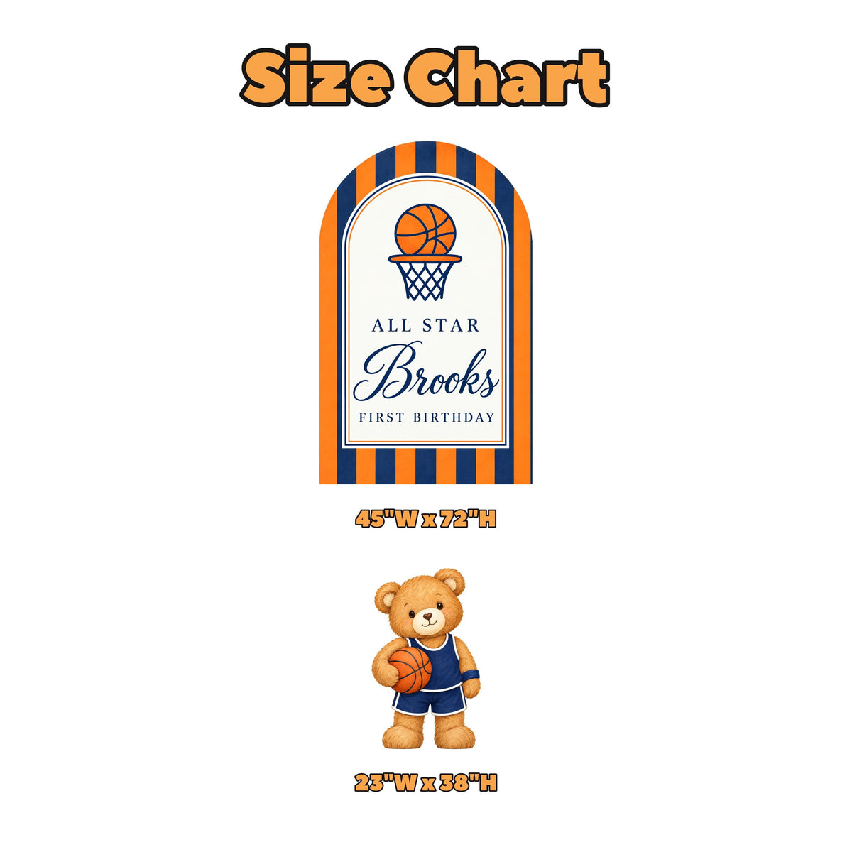 Navy Orange Basketball All Star Arch Set