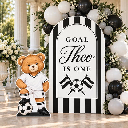 Black Striped Teddy Soccer Birthday Set