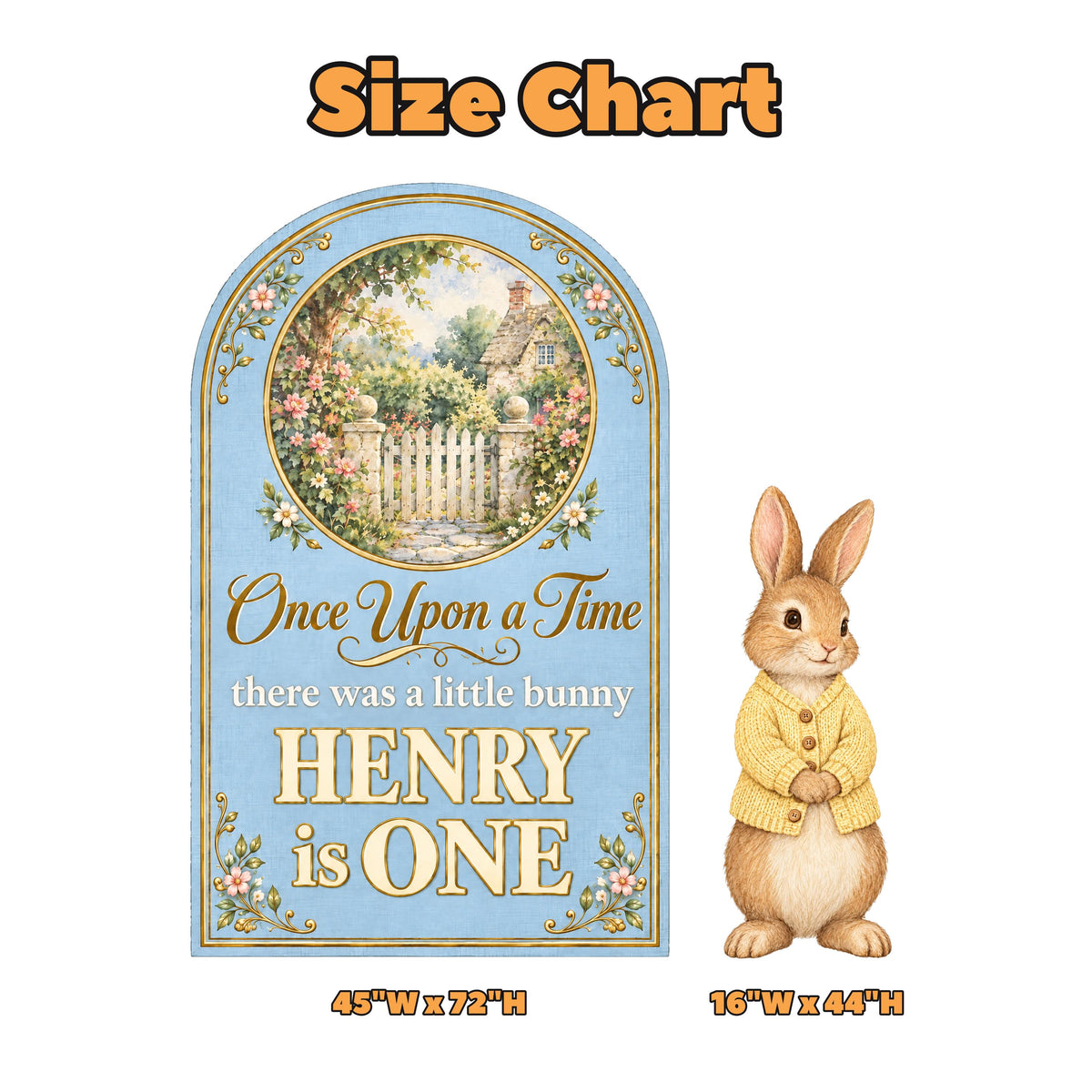 Blue Storybook Cottage Gate Bunny Arch