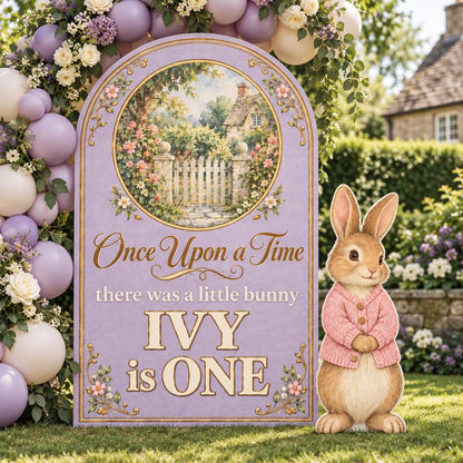 Blue Storybook Cottage Gate Bunny Arch