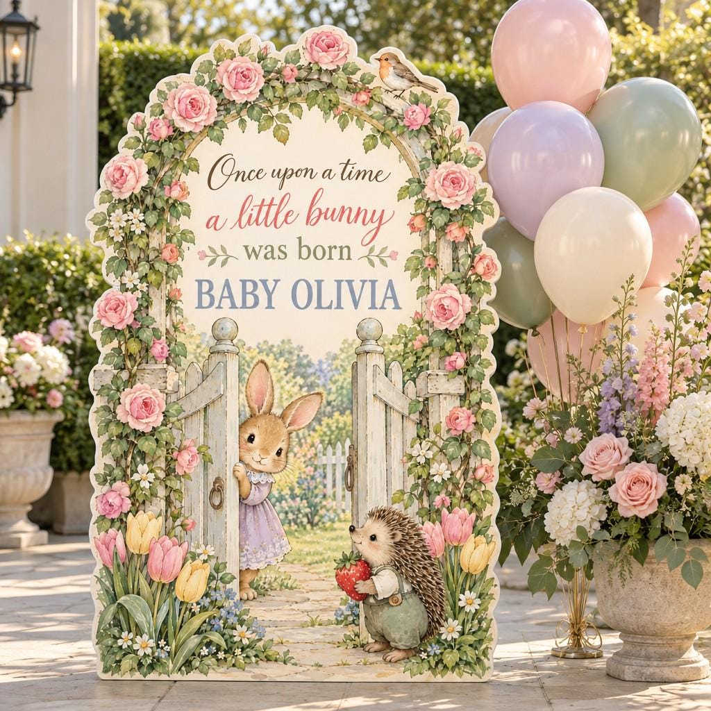 Apple Tree Bunny Storybook Garden Sign