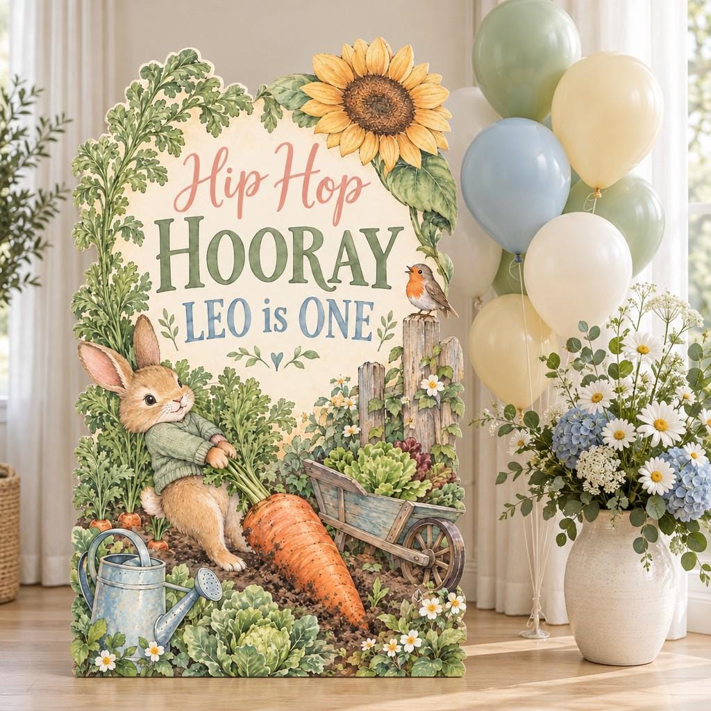 Apple Tree Bunny Storybook Garden Sign