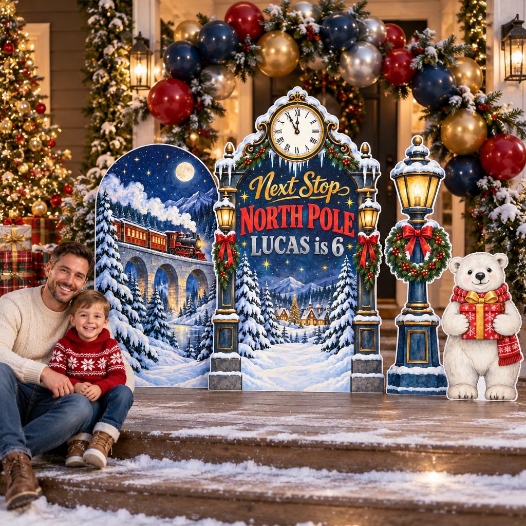 Next Stop North Pole Train Station Set