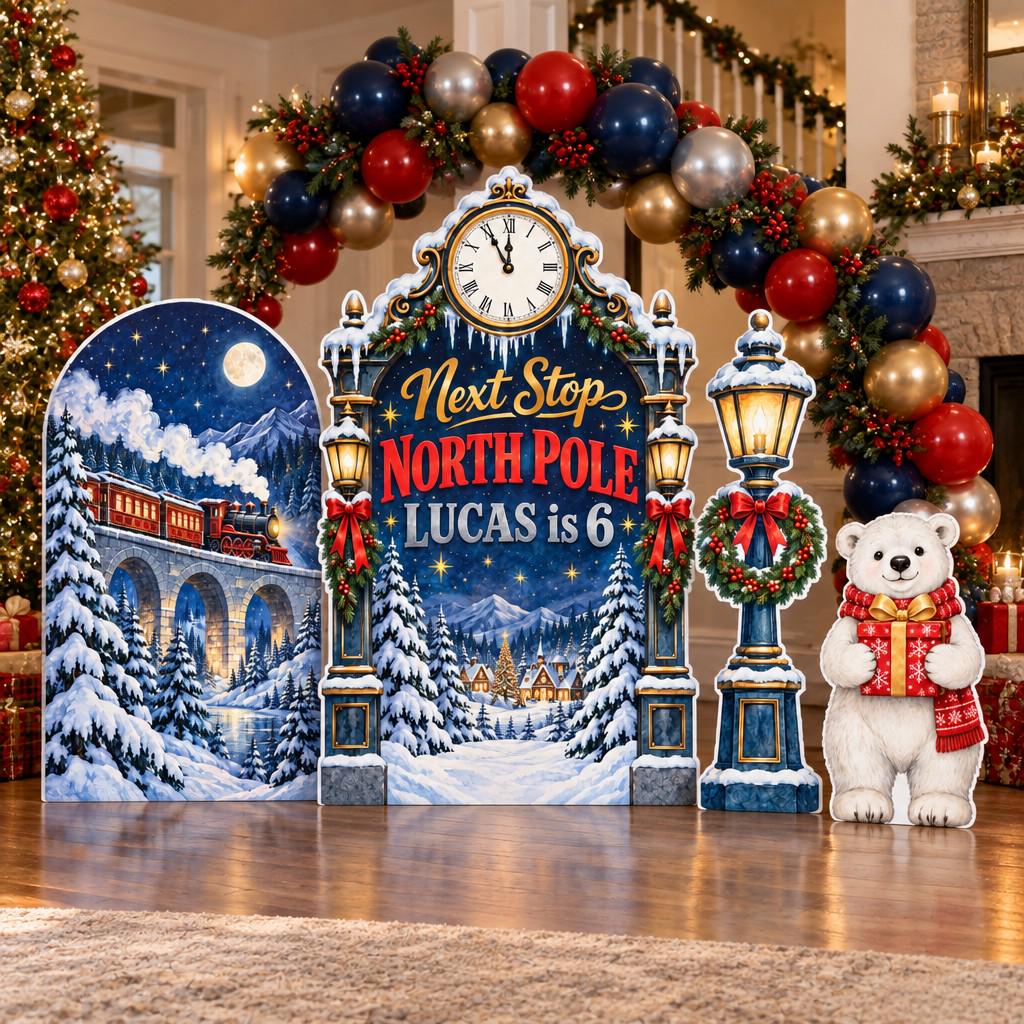 Next Stop North Pole Train Station Set