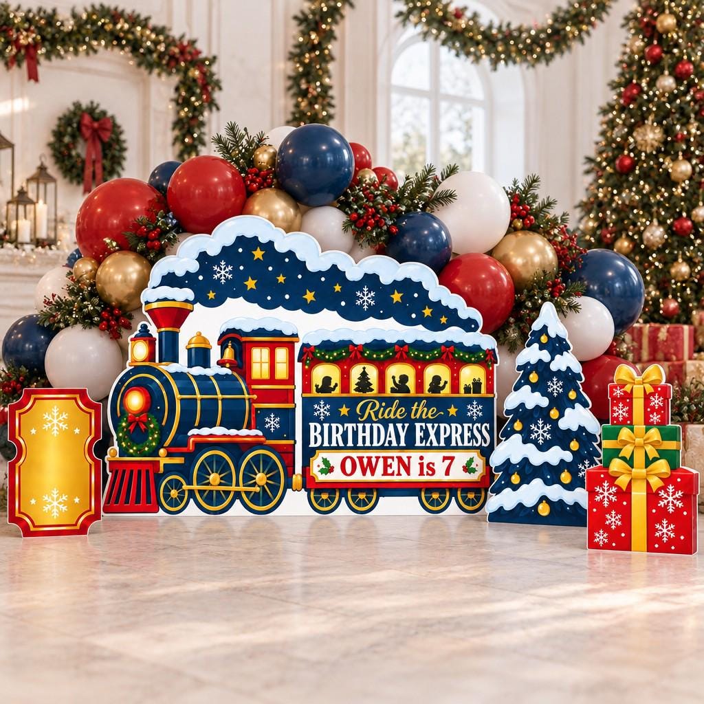Navy Christmas Birthday Express Train Set