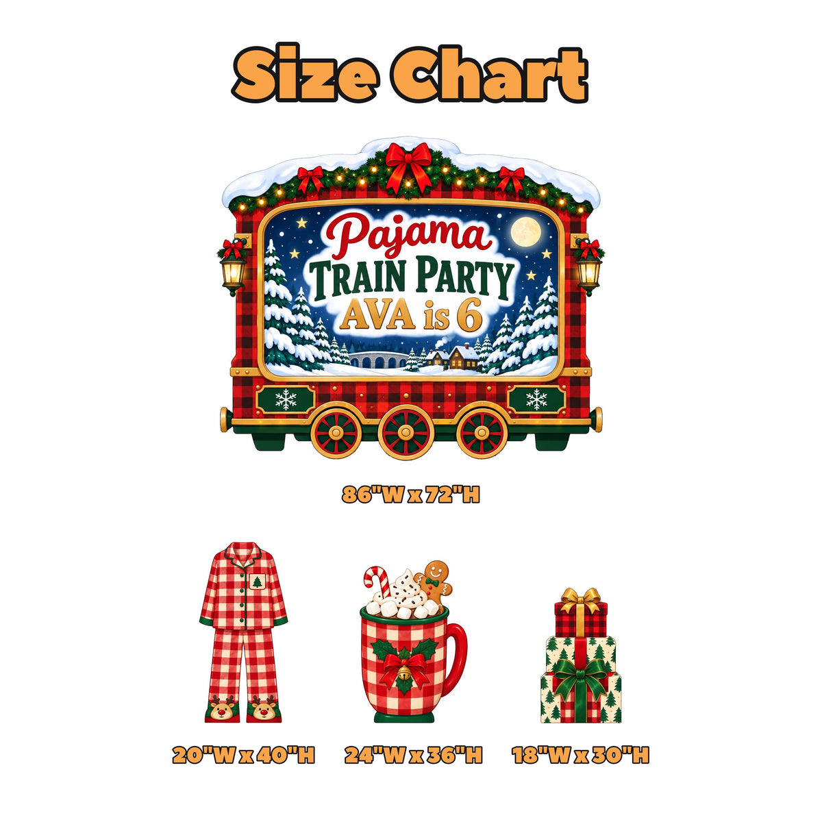 Buffalo Plaid Pajama Train Party Set