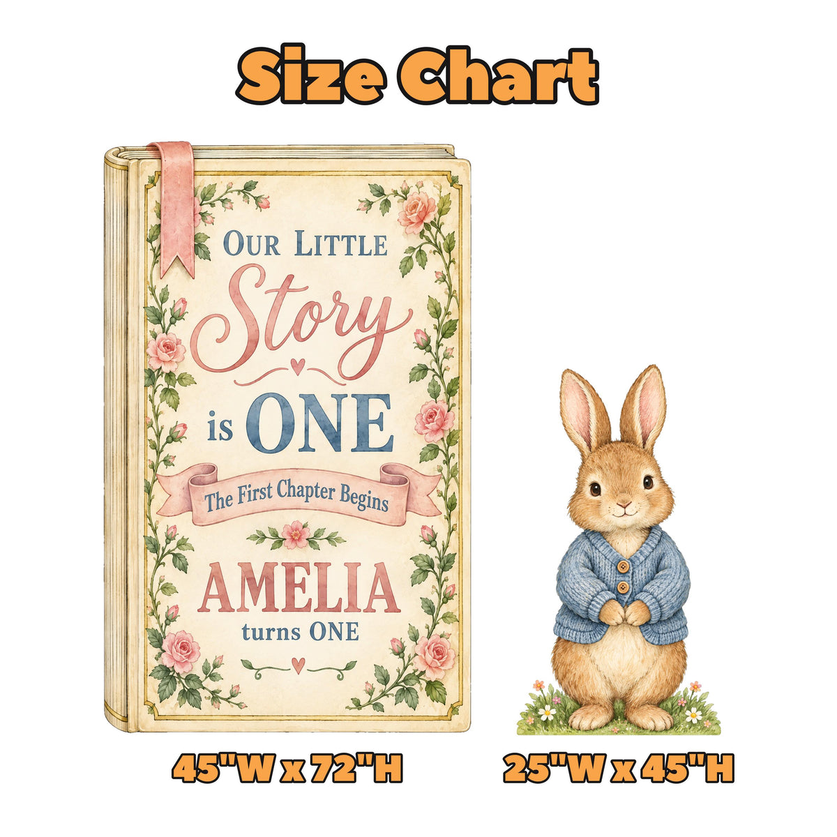 Cream Rose Storybook Bunny Birthday Set