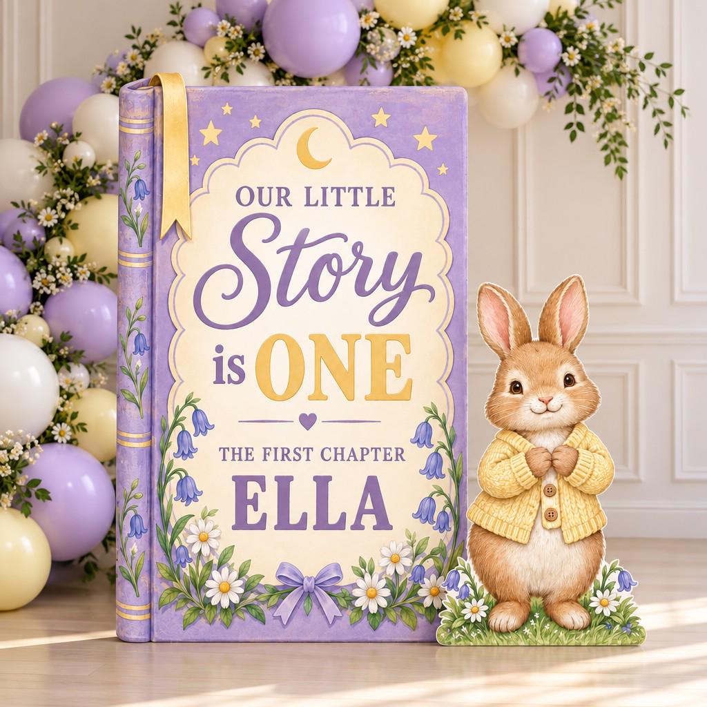 Cream Rose Storybook Bunny Birthday Set