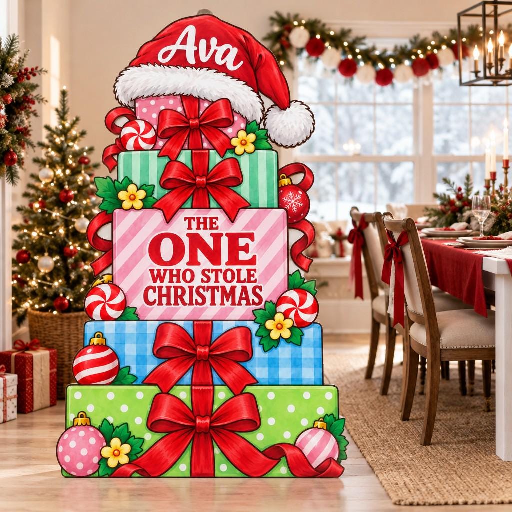 Pastel Gift Tower Stole Christmas Cutout