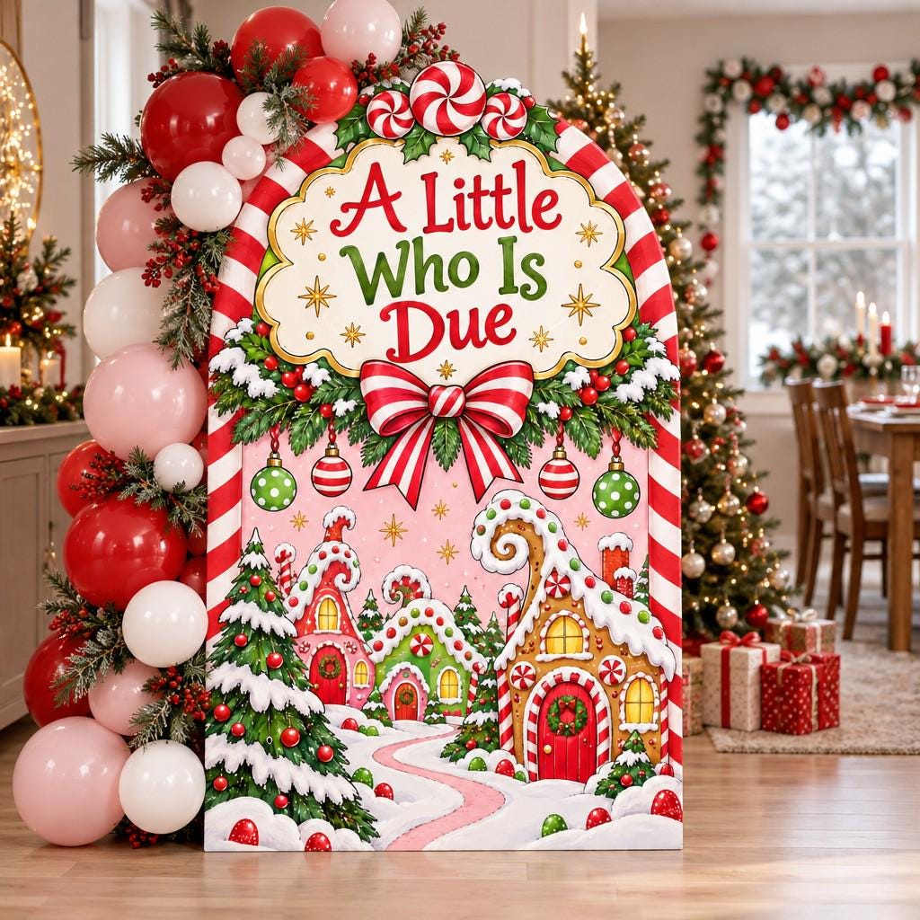 Candy Cane Whimsical Village Baby Shower Arch