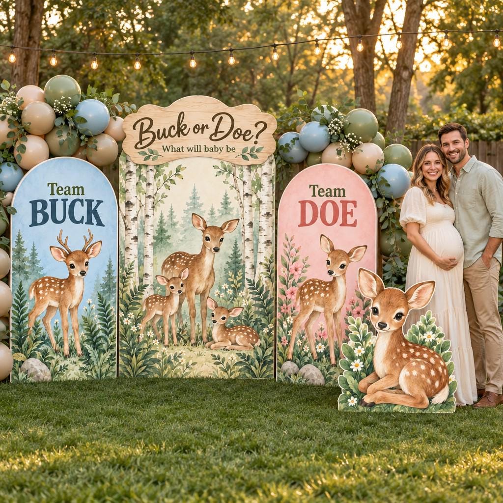 Woodland Deer Buck or Doe Reveal Set