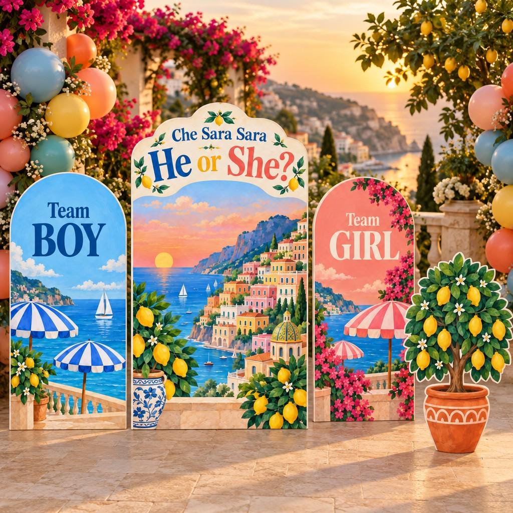 Positano Lemon Gender Reveal Arch Set