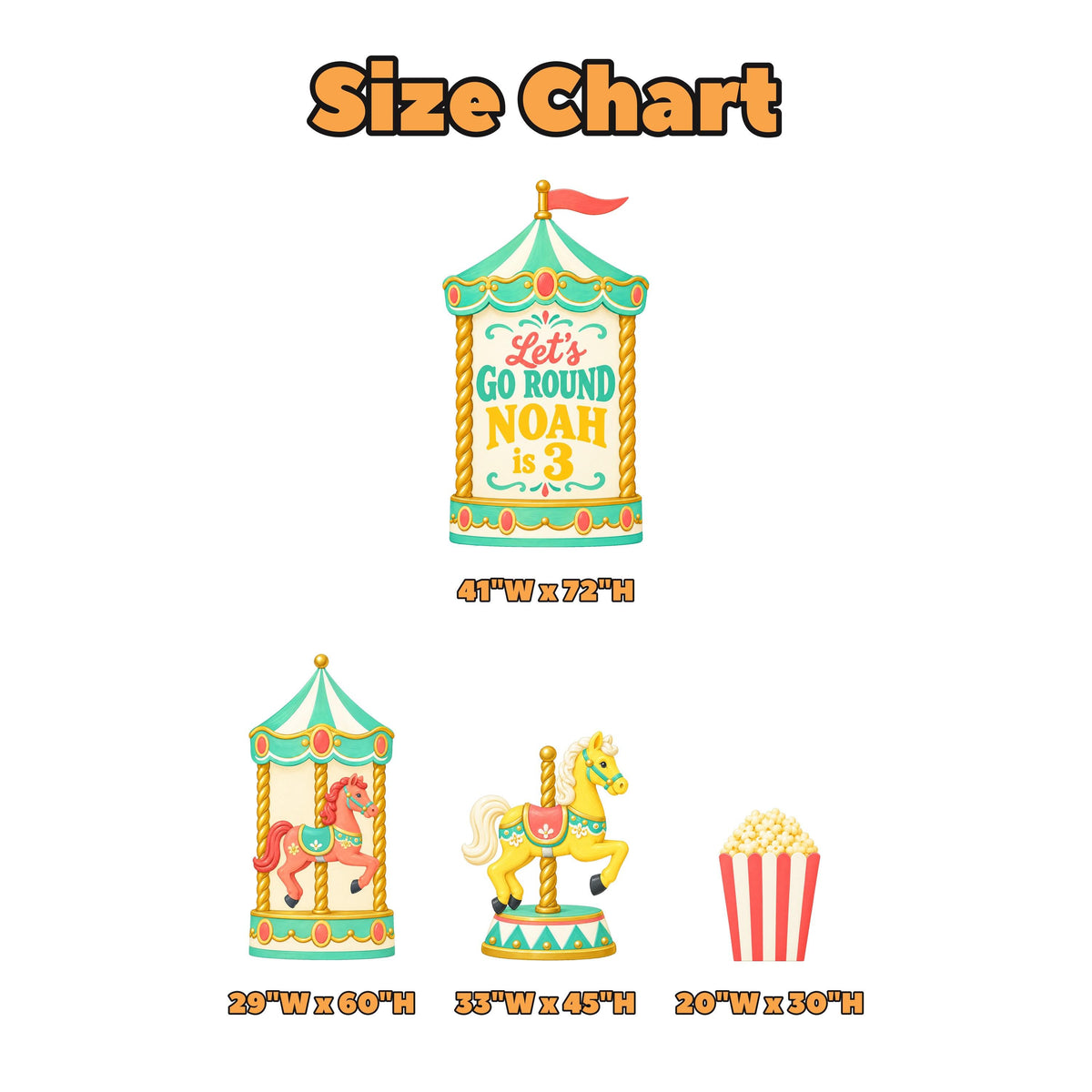Mint Coral Go Round Carousel Backdrop Set